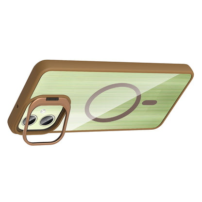 Galaxy A06 Kılıf Standlı ve Kamera Lens Hediyeli M-Safe Şarj Özellikli Zore Etro Kapak Siyah