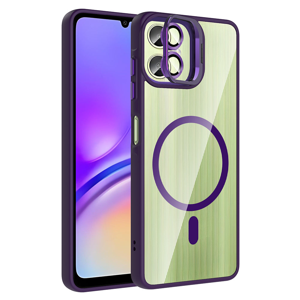 Galaxy A07 Kılıf Standlı ve Kamera Lens Hediyeli Zore Etro Kapak Pembe