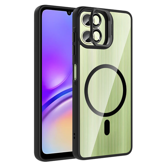 Galaxy A07 Kılıf Standlı ve Kamera Lens Hediyeli Zore Etro Kapak Siyah