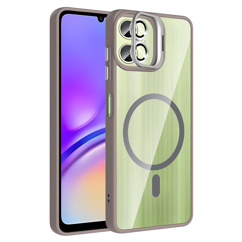 Galaxy A07 Kılıf Standlı ve Kamera Lens Hediyeli Zore Etro Kapak Gri