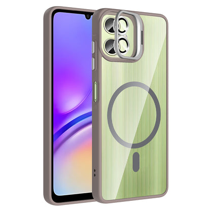 Galaxy A07 Kılıf Standlı ve Kamera Lens Hediyeli Zore Etro Kapak Gri