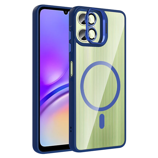 Galaxy A07 Kılıf Standlı ve Kamera Lens Hediyeli Zore Etro Kapak Lacivert