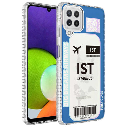 Galaxy A12 Kılıf Airbag Kenarlı Renkli Desenli Silikon Zore Elegans Kapak