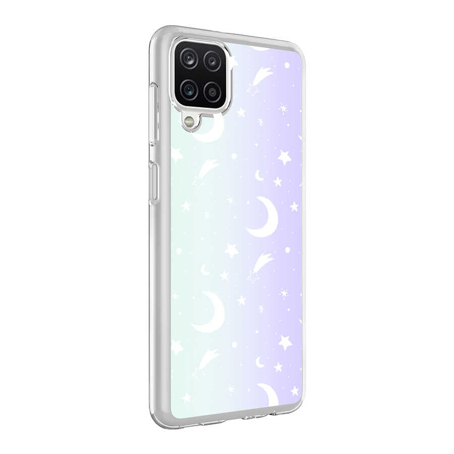 Galaxy A12 Kılıf Zore M-Blue Desenli Kapak