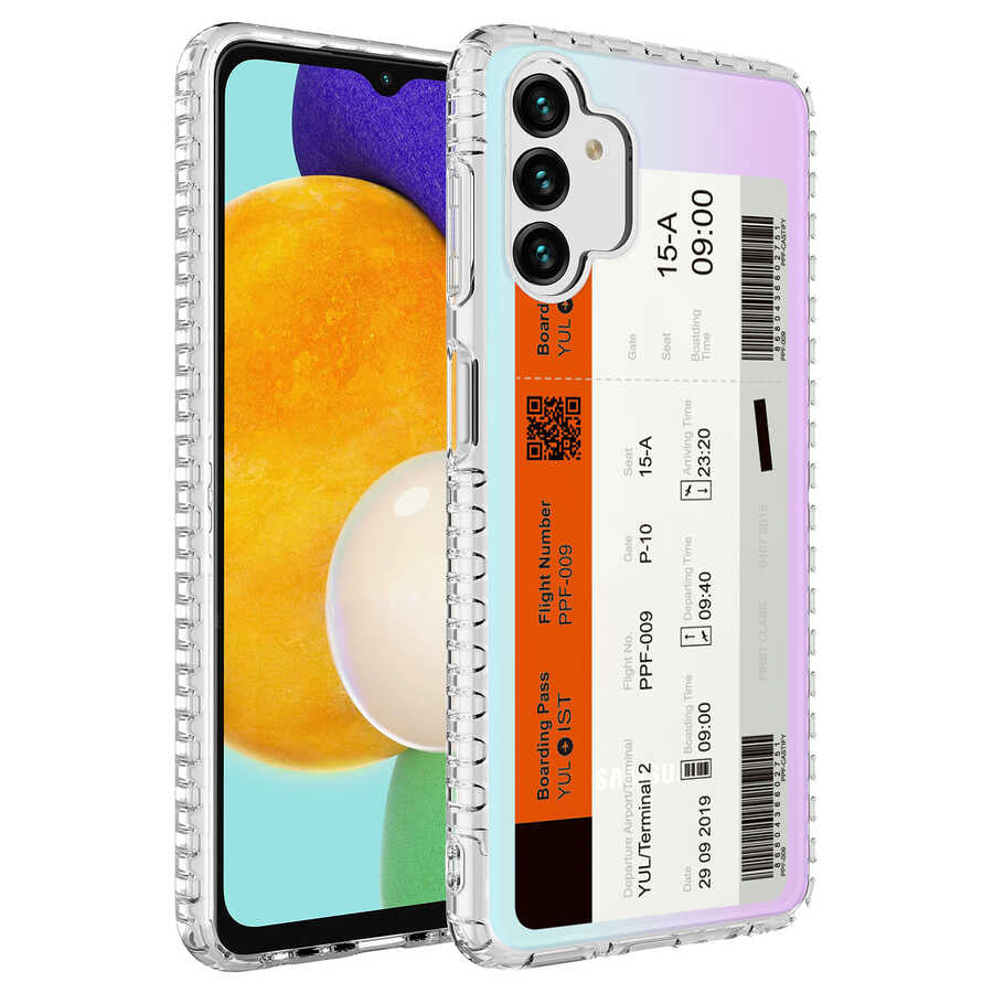 Galaxy A13 4G Kılıf Airbag Kenarlı Renkli Desenli Silikon Zore Elegans Kapak