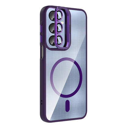 Galaxy A16 Kılıf Standlı ve Kamera Lens Hediyeli M-Safe Şarj Özellikli Zore Etro Kapak Pembe