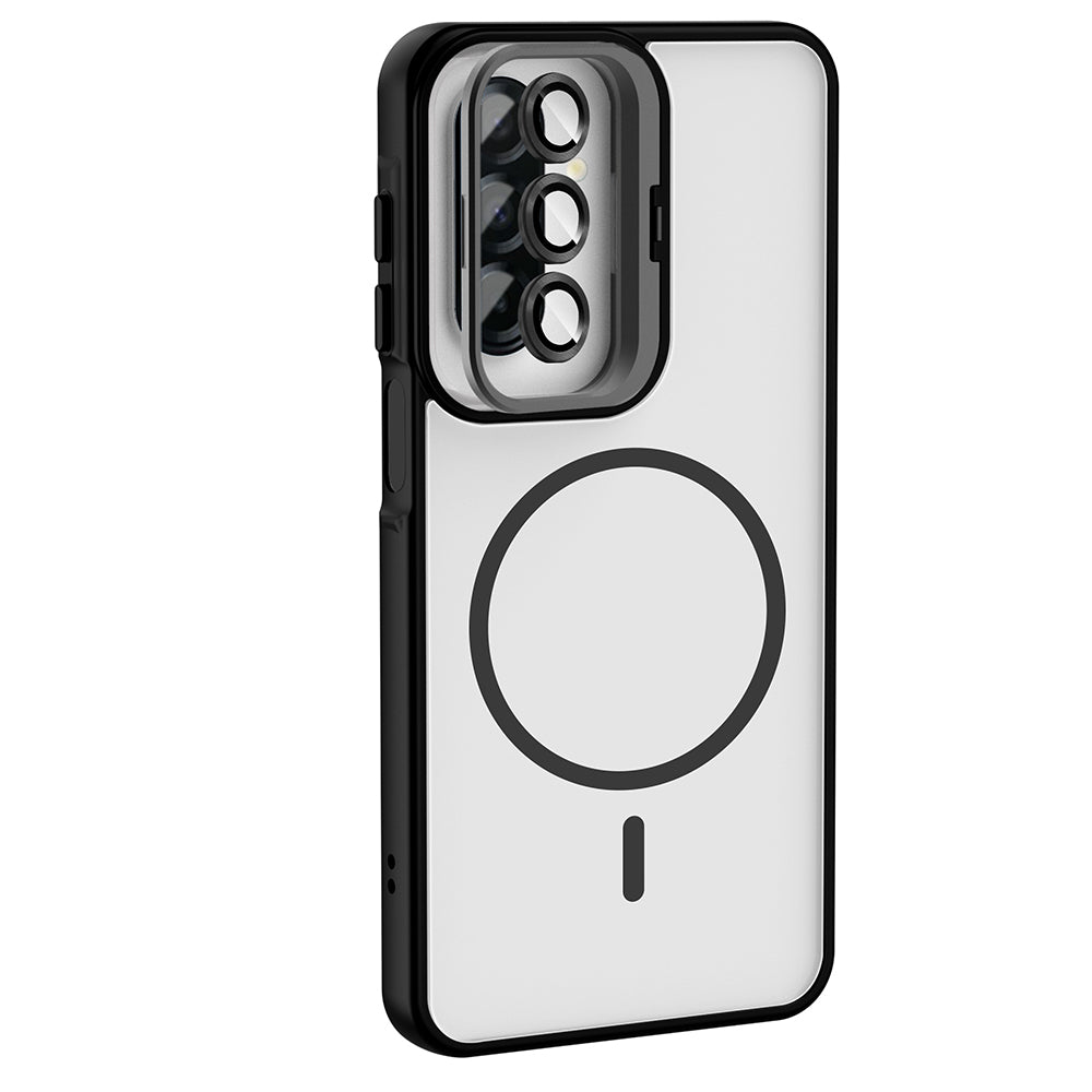 Galaxy A17 Kılıf Standlı ve Kamera Lens Hediyeli Zore Etro Kapak Gri