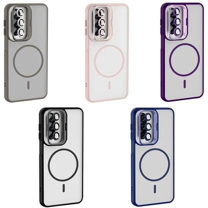 Galaxy A17 Kılıf Standlı ve Kamera Lens Hediyeli Zore Etro Kapak Siyah