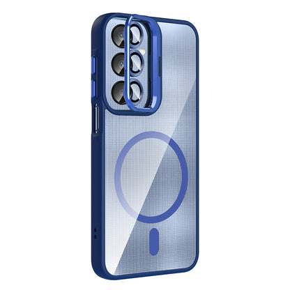 Galaxy A25 Kılıf Standlı ve Kamera Lens Hediyeli M-Safe Şarj Özellikli Zore Etro Kapak Gri