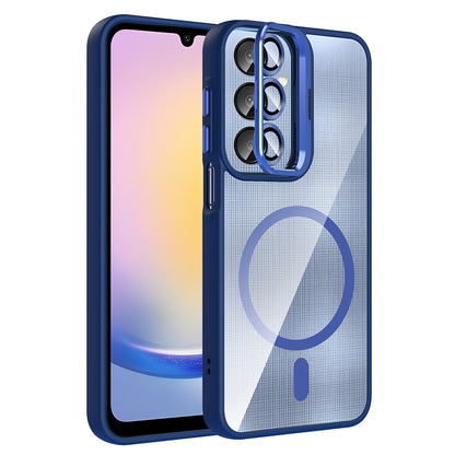 Galaxy A25 Kılıf Standlı ve Kamera Lens Hediyeli M-Safe Şarj Özellikli Zore Etro Kapak
