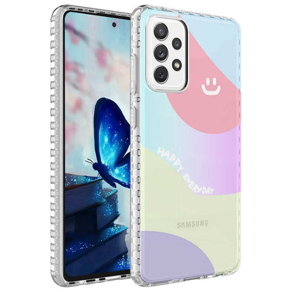 Galaxy A32 4G Kılıf Airbag Kenarlı Renkli Desenli Silikon Zore Elegans Kapak