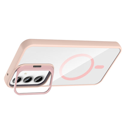 Galaxy A35 Kılıf Standlı ve Kamera Lens Hediyeli M-Safe Şarj Özellikli Zore Etro Kapak Derin Mor