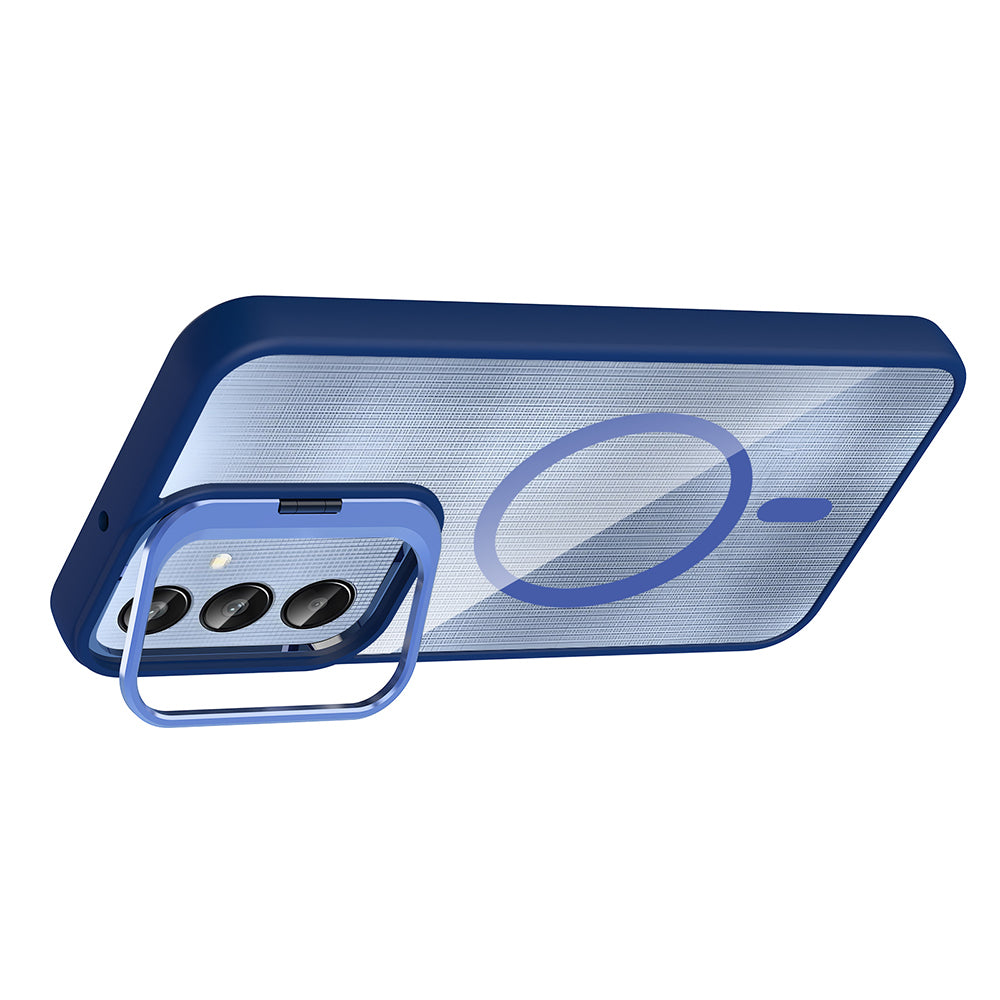 Galaxy A36 Kılıf Standlı ve Kamera Lens Hediyeli Zore Etro Kapak Desert Titanyum