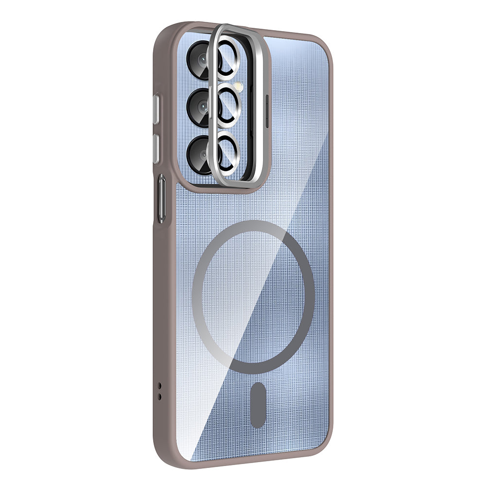 Galaxy A36 Kılıf Standlı ve Kamera Lens Hediyeli Zore Etro Kapak Desert Titanyum