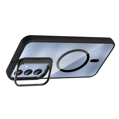 Galaxy A36 Kılıf Standlı ve Kamera Lens Hediyeli Zore Etro Kapak Derin Mor