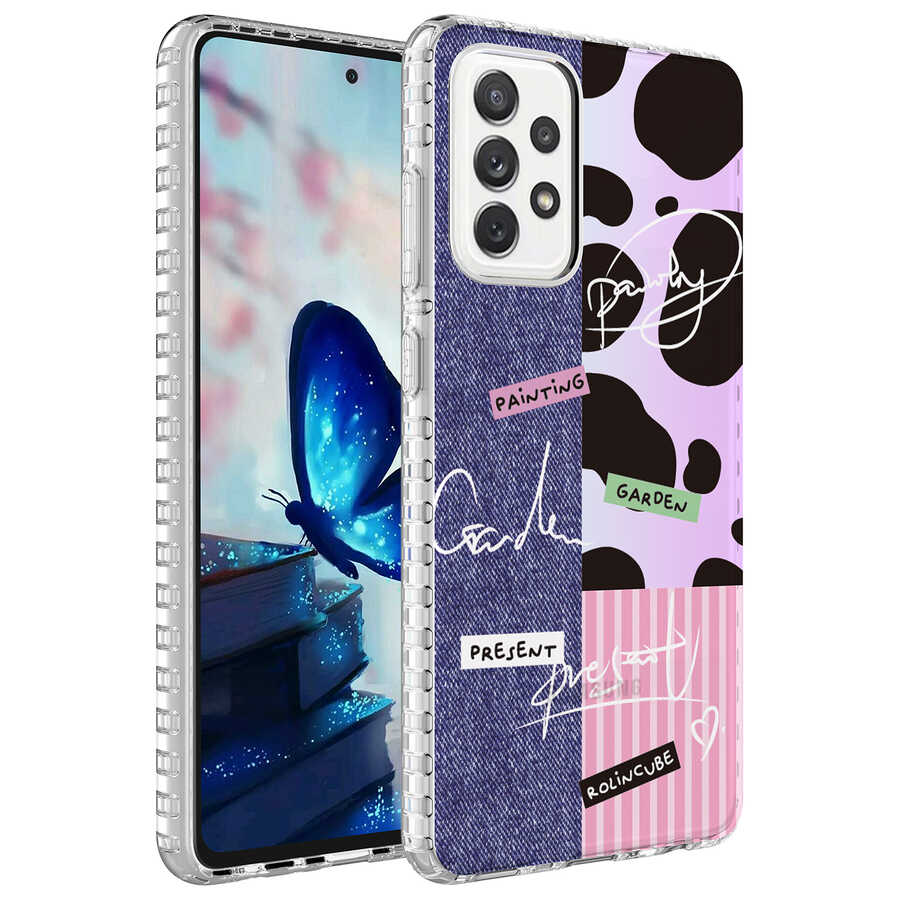 Galaxy A53 5G Kılıf Airbag Kenarlı Renkli Desenli Silikon Zore Elegans Kapak