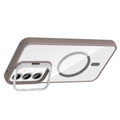 Galaxy A55 Kılıf Standlı ve Kamera Lens Hediyeli M-Safe Şarj Özellikli Zore Etro Kapak Siyah