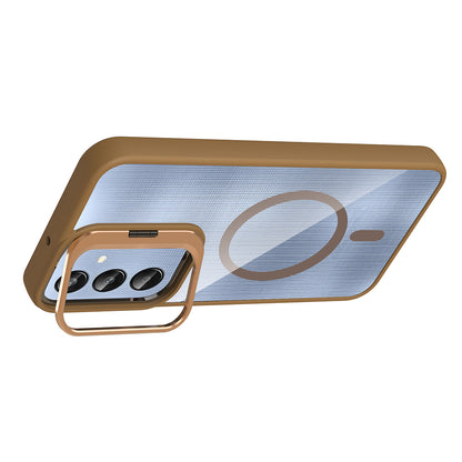 Galaxy A56 Kılıf Standlı ve Kamera Lens Hediyeli Zore Etro Kapak Pembe