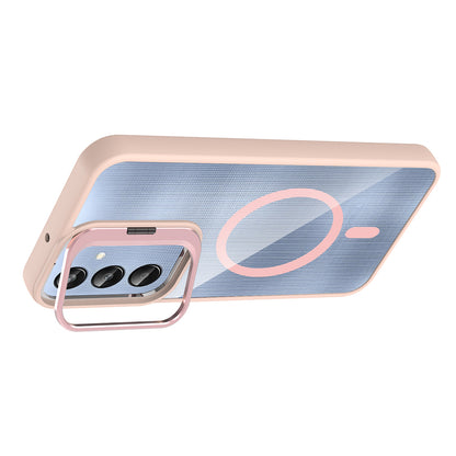 Galaxy A56 Kılıf Standlı ve Kamera Lens Hediyeli Zore Etro Kapak Desert Titanyum