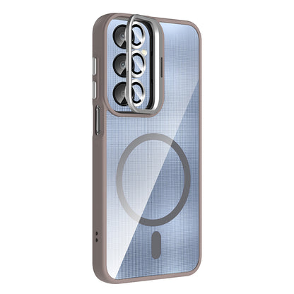 Galaxy A56 Kılıf Standlı ve Kamera Lens Hediyeli Zore Etro Kapak Lacivert