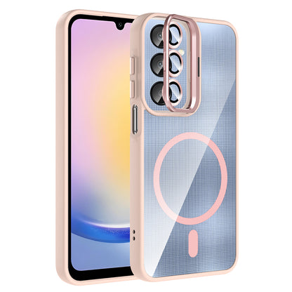 Galaxy A56 Kılıf Standlı ve Kamera Lens Hediyeli Zore Etro Kapak Pembe