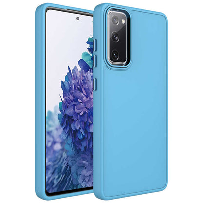 Galaxy S20 FE Kılıf Metal Çerçeve ve Buton Tasarımlı Silikon Zore Luna Kapak
