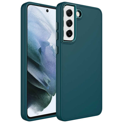 Galaxy S21 FE Kılıf Metal Çerçeve ve Buton Tasarımlı Silikon Zore Luna Kapak