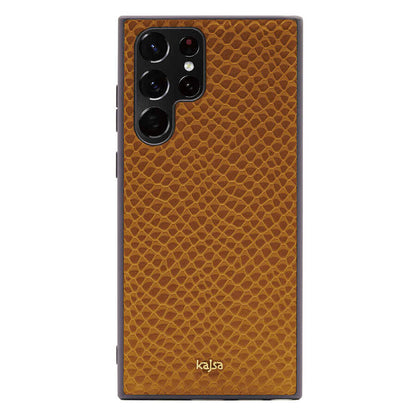 Galaxy S22 Ultra Kılıf Kajsa Pearl Pattern Hakiki Deri Kapak