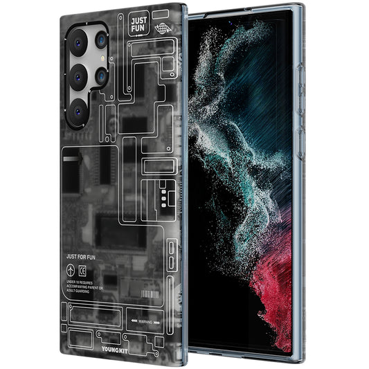 Galaxy S22 Ultra Kılıf YoungKit Technology Serisi Kapak Siyah