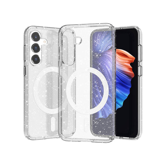 Galaxy S23 FE Kılıf M-safe Şarj Özellikli Parlayan Simli Saydam Renkli Zore Allstar Kapak