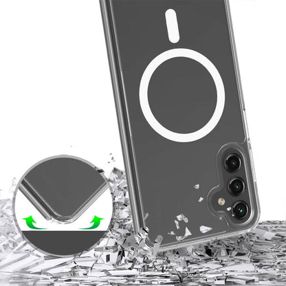 Galaxy S23 FE Kılıf M-safe Şarj Özellikli Şeffaf Sert PC Zore Embos Kapak Renksiz