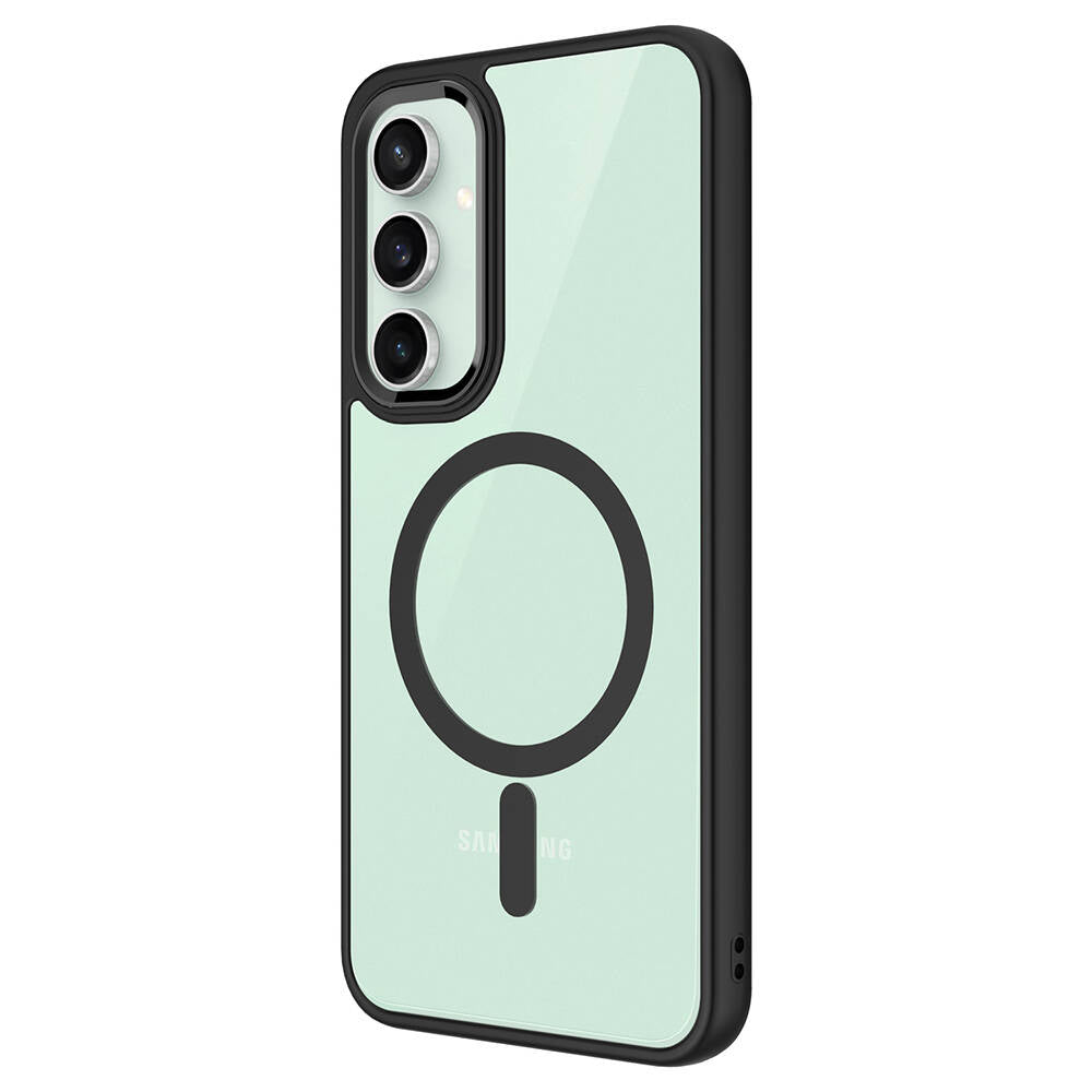 Galaxy S23 FE Kılıf Wireless Şarj Özellikli Zore Krom M-safe Silikon Kapak Gri