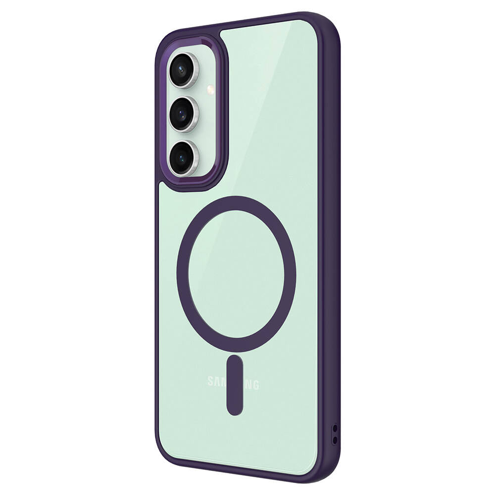 Galaxy S23 FE Kılıf Wireless Şarj Özellikli Zore Krom M-safe Silikon Kapak Gri