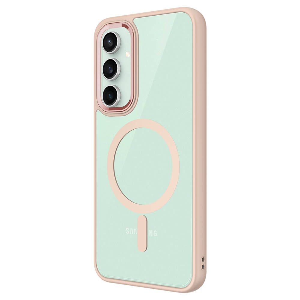 Galaxy S23 FE Kılıf Wireless Şarj Özellikli Zore Krom M-safe Silikon Kapak Gri