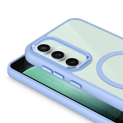 Galaxy S23 FE Kılıf Wireless Şarj Özellikli Zore Krom M-safe Silikon Kapak Pembe Açık