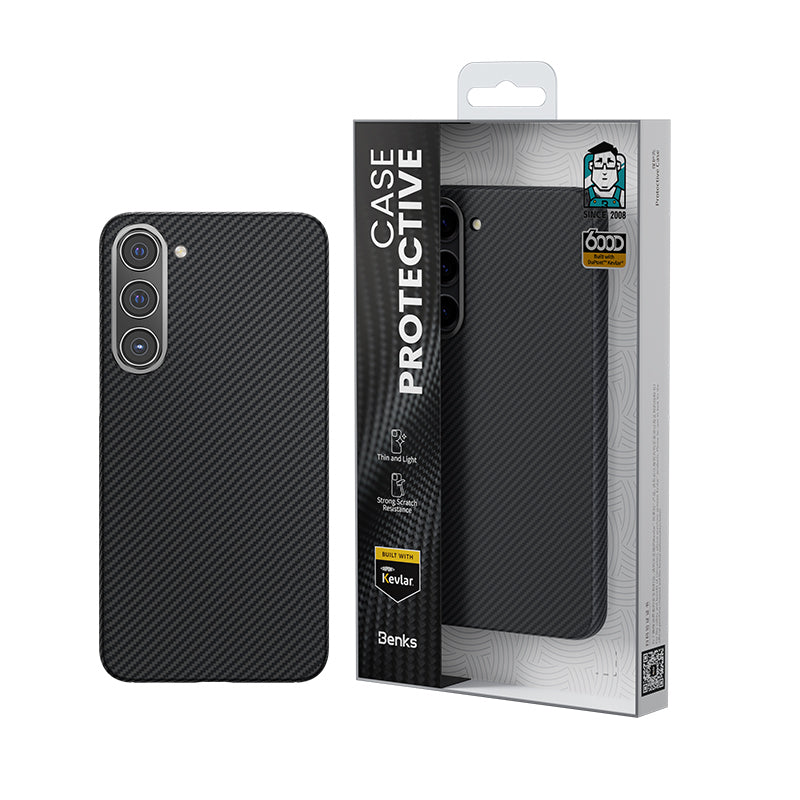 Galaxy S23 Kılıf Benks M-safe Şarj Özellikli Magnetik ArmorAir 600D Kevlar Fiber Kapak Siyah