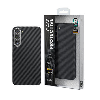 Galaxy S23 Kılıf Benks M-safe Şarj Özellikli Magnetik ArmorAir 600D Kevlar Fiber Kapak Siyah