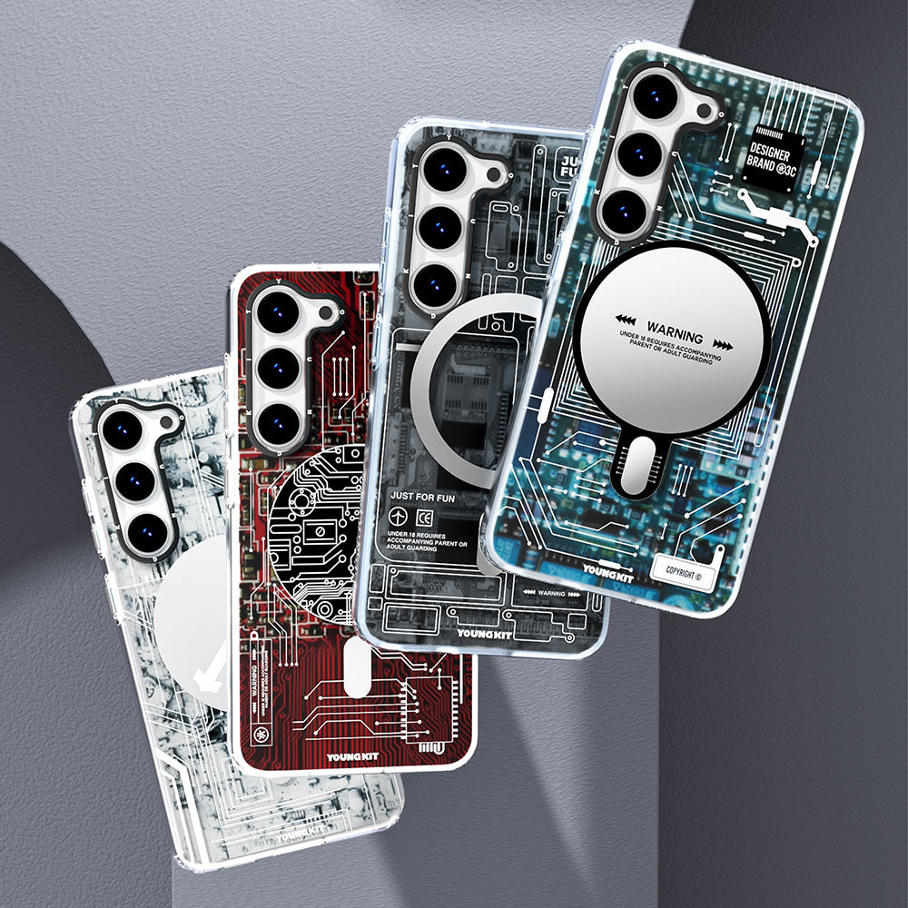 Galaxy S23 Kılıf M-safe Şarj Özellikli YoungKit Technology Serisi Kapak Kırmızı