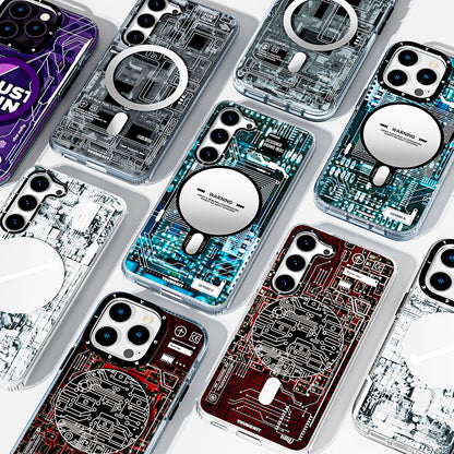 Galaxy S23 Kılıf M-safe Şarj Özellikli YoungKit Technology Serisi Kapak Mavi