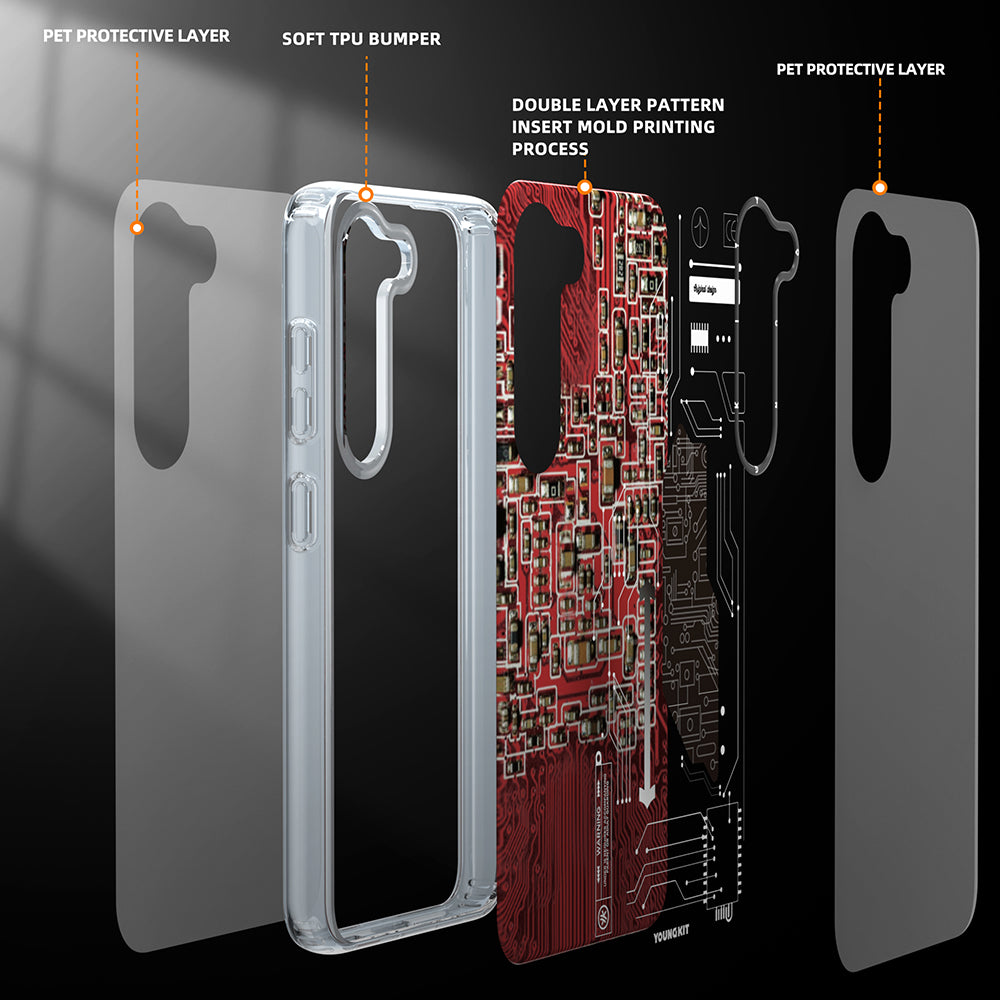 Galaxy S23 Kılıf YoungKit Technology Serisi Kapak Kırmızı