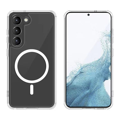 Galaxy S23 Plus Kılıf M-safe Şarj Özellikli Şeffaf Sert PC Zore Embos Kapak Renksiz