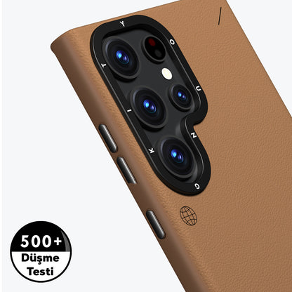 Galaxy S23 Ultra Kılıf M-safe Şarj Özellikli Basit Mat Deri Desenli Youngkit Tech Fashion Serisi Kapak Gümüş