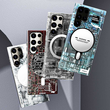 Galaxy S23 Ultra Kılıf M-safe Şarj Özellikli YoungKit Technology Serisi Kapak Kırmızı