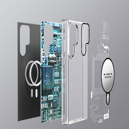 Galaxy S23 Ultra Kılıf M-safe Şarj Özellikli YoungKit Technology Serisi Kapak Kırmızı