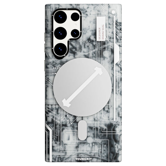 Galaxy S23 Ultra Kılıf M-safe Şarj Özellikli YoungKit Technology Serisi Kapak Beyaz