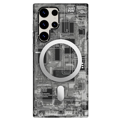 Galaxy S23 Ultra Kılıf M-safe Şarj Özellikli YoungKit Technology Serisi Kapak Siyah