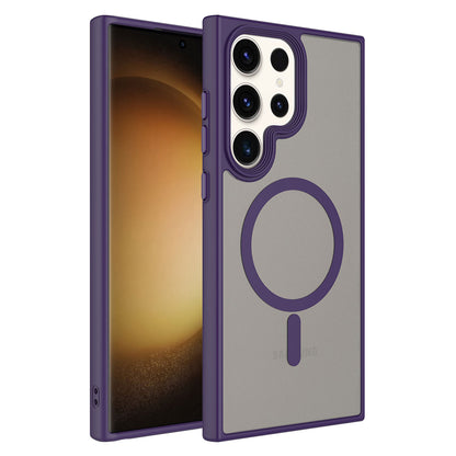 Galaxy S23 Ultra Kılıf Mat Arka Yüzey Wireless Şarj Özellikli Zore Flet M-safe Kapak Koyu Yeşil