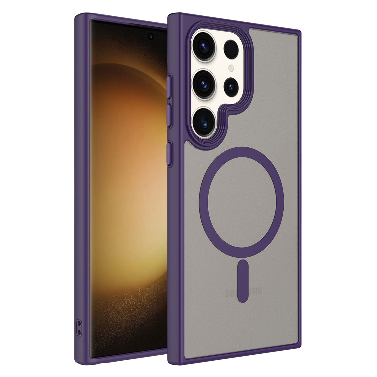 Galaxy S23 Ultra Kılıf Mat Arka Yüzey Wireless Şarj Özellikli Zore Flet M-safe Kapak Yeşil