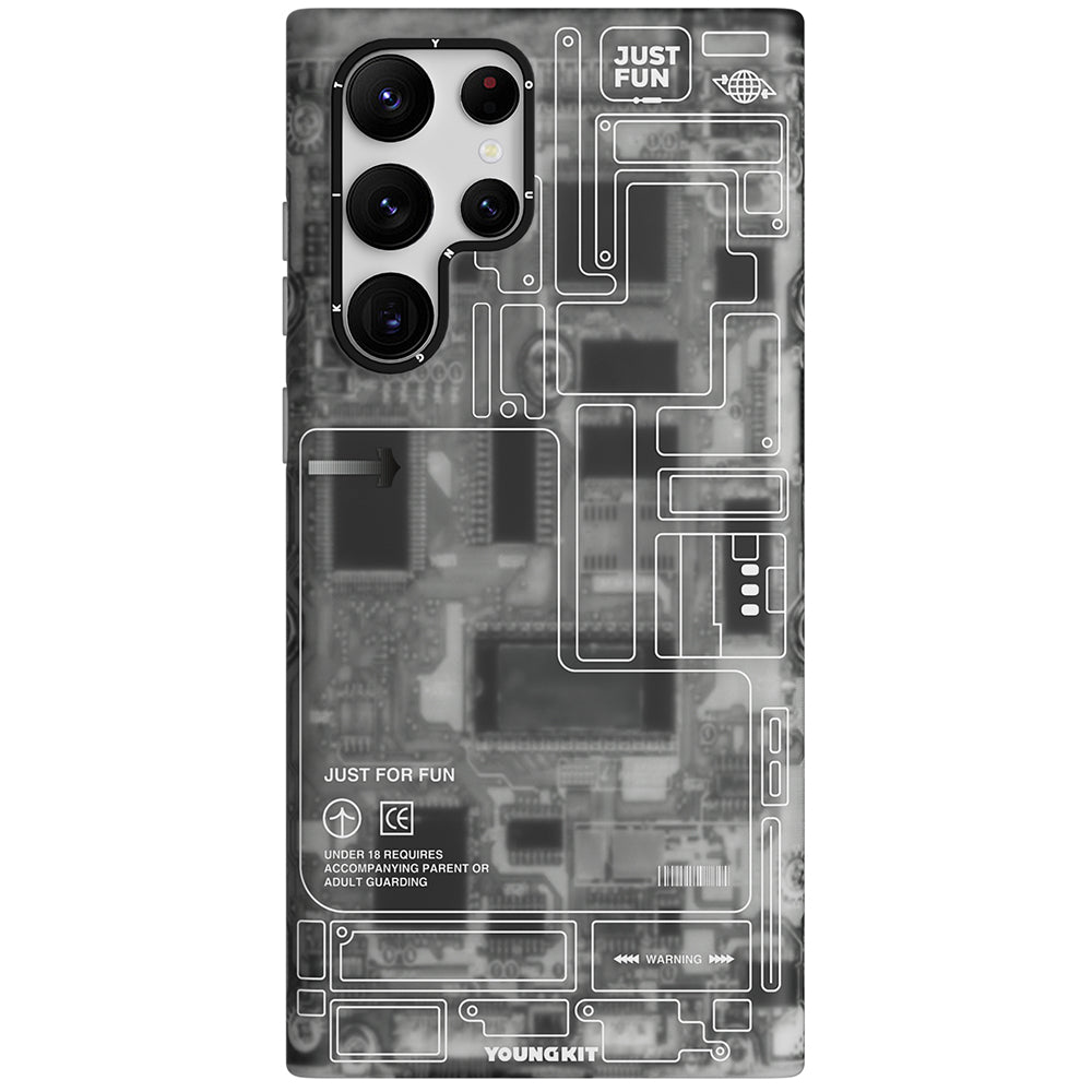 Galaxy S23 Ultra Kılıf YoungKit Technology Serisi Kapak Beyaz