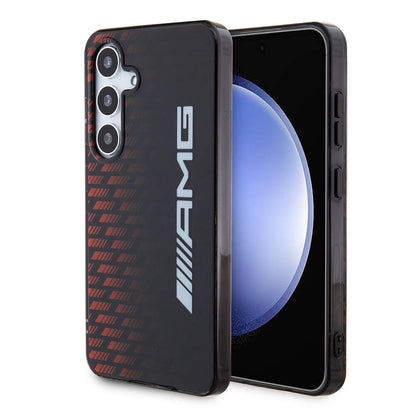 Galaxy S24 Kılıf AMG Orjinal Lisanslı Çift Katmanlı Büyük Logolu Dörtgen Şerit Desenli Kapak Siyah